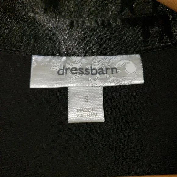 Dress barn black sleeveless top with silky trim, brass buttons - Picture 5 of 5